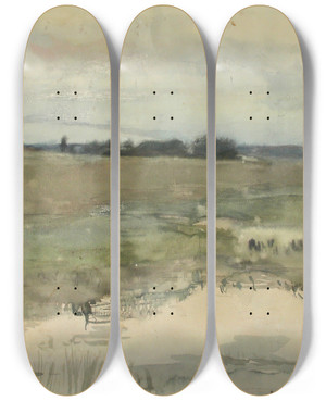 Triptych art skateboard deck of Magnus Enckell Landscape_2 by Magnus Enckell (1870-1925)