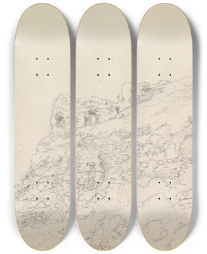 Triptych art skateboard deck of James Moore Sandsfoot Castle Weymouth by James Moore (1762-1799)
