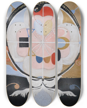 Triptych art skateboard deck of Hilma Af Klint Evolution No 13 Group Vi by Hilma af Klint (1862-1944)