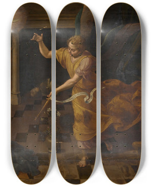 Triptych art skateboard deck of Frans Pourbus The Elder The Annunciation by Frans Pourbus The Elder (1523-1584)