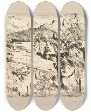 Triptych art skateboard deck of Lovis Corinth Walchensee by Lovis Corinth (1858-1925)