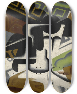 Triptych art skateboard deck of Juan Gris Journal Et Compotier by Juan Gris (1887-1927)