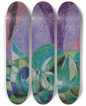 Triptych art skateboard deck of Adolf Hlzel Groe Komposition by Adolf Holzel (1853-1934)