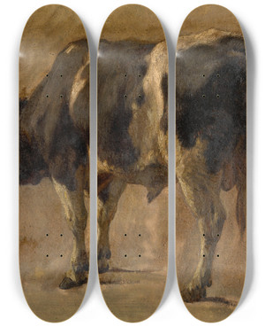 Triptych art skateboard deck of Andre Plumot Bull_1 by Andre Plumot (1829-1906)