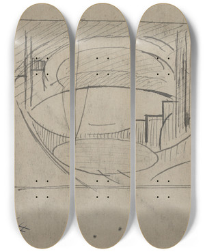 Triptych art skateboard deck of Oscar Bluemner Study For Soho Verso by Oscar Bluemner (1867-1938)