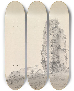 Triptych art skateboard deck of James Moore Bindon Abbey Dorset England by James Moore (1762-1799)