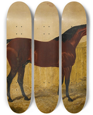 Triptych art skateboard deck of John Frederick Herring Snr Emilius by John Frederick Herring Snr (1795-1865)