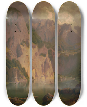 Triptych art skateboard deck of Jc Berke Obersee Bei Berchetsgarden by J.C. Berke