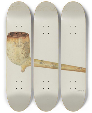 Triptych art skateboard deck of Lloyd Charles Lemcke Pipe by Lloyd Charles Lemcke