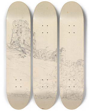 Triptych art skateboard deck of James Moore Corfe Castle by James Moore (1762-1799)