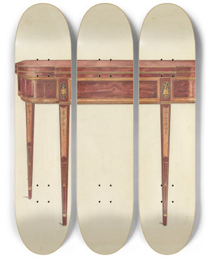Triptych art skateboard deck of Florence Choate Card Table by Florence Choate