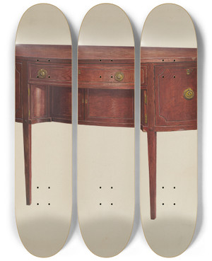 Triptych art skateboard deck of Amos C Brinton Sheraton Sideboard_2 by Amos C Brinton