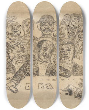 Triptych art skateboard deck of James Ensor De Spelers by James Ensor (1860-1949)
