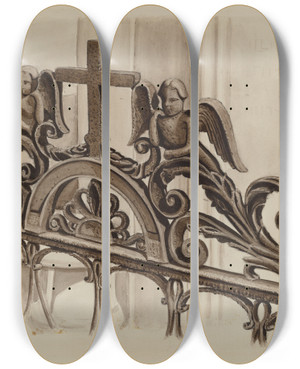 Triptych art skateboard deck of Al Curry Cast Iron Ornament by Al Curry (20-)