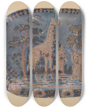 Triptych art skateboard deck of Gilbert Sackerman Bandbox_8 by Gilbert Sackerman (20-)