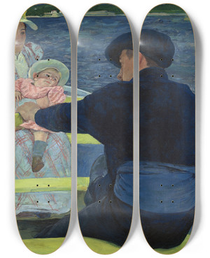 Triptych art skateboard deck of Mary Cassatt The Boating Party by Mary Cassatt (1844-1926)