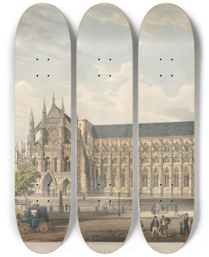 Triptych art skateboard deck of Edmund Walker Westminster Abbey_2 by Edmund Walker