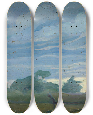 Triptych art skateboard deck of Jan Rembowski Landscape by Jan Rembowski (1879-1923)