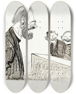 Triptych art skateboard deck of Albert Engstrm At Elementary School by Albert Engstrom (1869-1940)