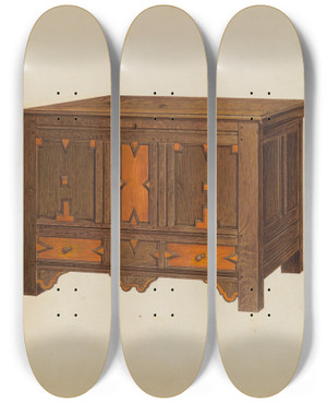 Triptych art skateboard deck of Arthur Johnson Chest_1 by Arthur Johnson