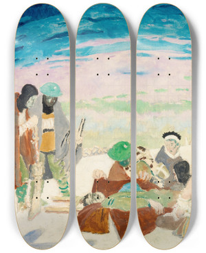 Triptych art skateboard deck of William Orpen Death In The Snow by William Orpen (1878-1931)