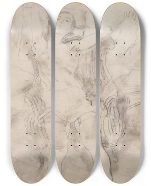 Triptych art skateboard deck of Jules Pascin Le Modle Blond by Jules Pascin (1885-1930)