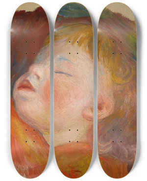 Triptych art skateboard deck of Pierreauguste Renoir Enfant Endormi by Pierre-Auguste Renoir (1841-1919)