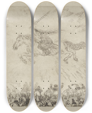 Triptych art skateboard deck of James Ensor De Engel Des Verderfs by James Ensor (1860-1949)