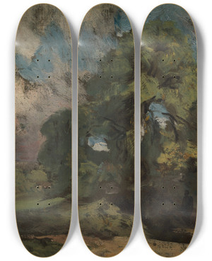 Triptych art skateboard deck of John Constable Stokebynayland by John Constable (1776-1837)