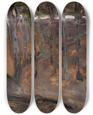 Triptych art skateboard deck of Jan Cigliski Forest Finland by Jan Ciaglinski (1858-1913)