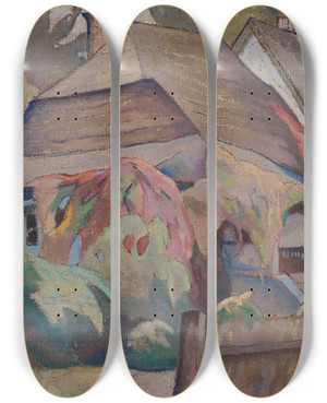 Triptych art skateboard deck of Bohdan Kelleskrauze In Autumn by Bohdan Kelles Krauze (1885-1945)