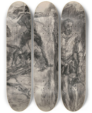 Triptych art skateboard deck of James Ensor Don Quixote_10 by James Ensor (1860-1949)