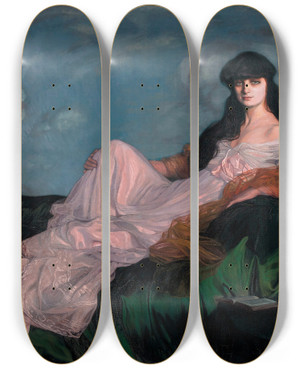 Triptych art skateboard deck of Ignacio Zuloaga Countess Mathieu De Noailles Anna Elisabeth De Brancovan by Ignacio Zuloaga (1870-1945)
