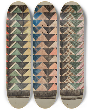 Triptych art skateboard deck of Edith Magnette Patchwork Quilt by Edith Magnette (20-)