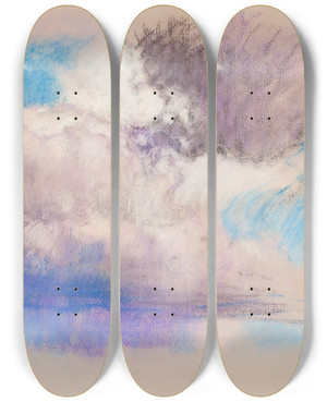 Triptych art skateboard deck of Eero Jrnefelt Clouds by Eero Jarnefelt (1863-1937)