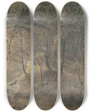 Triptych art skateboard deck of William Russell Birch View From The Springhouse At Echo by William Russell Birch (1755-1834)