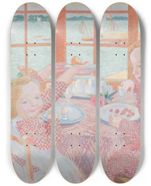 Triptych art skateboard deck of Maurice Denis Breakfast by Maurice Denis (1870-1943)