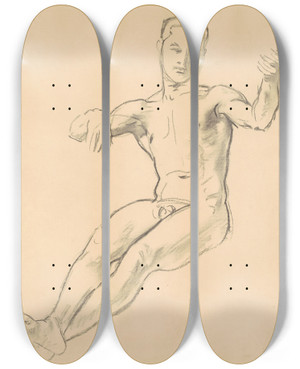 Triptych art skateboard deck of John Singer Sargent Study For Arion by John Singer Sargent (1856-1925)
