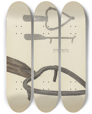 Triptych art skateboard deck of Gordon Sanborn Flat Iron Holder_2 by Gordon Sanborn