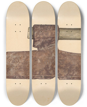 Triptych art skateboard deck of Paul Poffinbarger Broad Axe by Paul Poffinbarger
