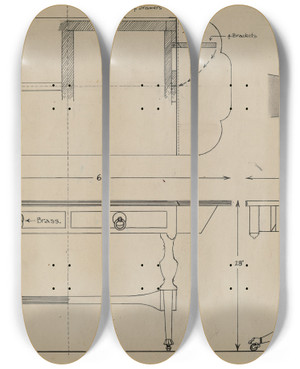 Triptych art skateboard deck of Isidore Sovensky Sofa Table by Isidore Sovensky