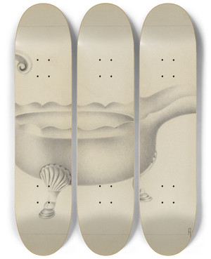 Triptych art skateboard deck of Amelia Tuccio Silver Sauce Boat by Amelia Tuccio (20-)