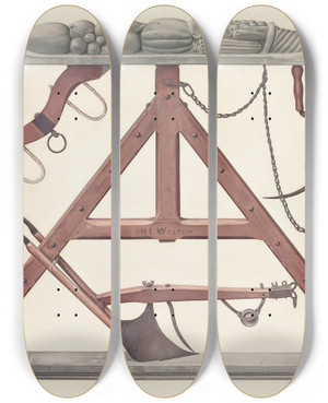 Triptych art skateboard deck of American 20Th Century Gate by American 20Th Century