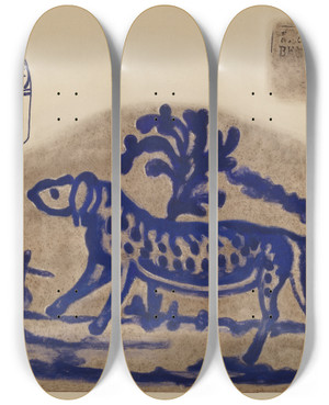 Triptych art skateboard deck of Yolande Delasser Jug_12 by Yolande Delasser (1935)