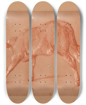 Triptych art skateboard deck of Jacquesraymond Brascassat Tude De Veau by Jacques Raymond Brascassat (1804-1867)
