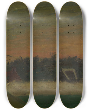 Triptych art skateboard deck of Gustave De Smet Sunset by Gustave De Smet (1877-1943)