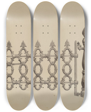 Triptych art skateboard deck of Jerome Hoxie Gate And Gatepost_3 by Jerome Hoxie
