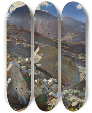 Triptych art skateboard deck of John Singer Sargent Simplon Pass by John Singer Sargent (1856-1925)