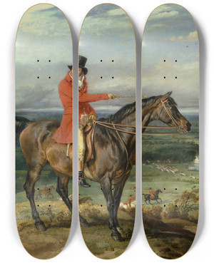 Triptych art skateboard deck of James Ward Theophilus Levett And A Favorite Hunter by James Ward (1769-1859)