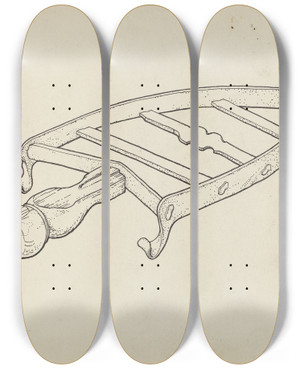 Triptych art skateboard deck of Bernard Westmacott Flatiron Holder_2 by Bernard Westmacott
